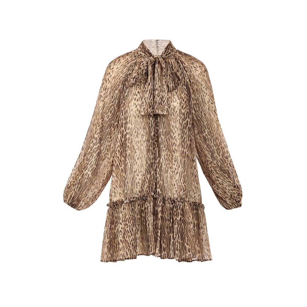 NEW BEULAHSTYLE women's sheer mini dress in leopard